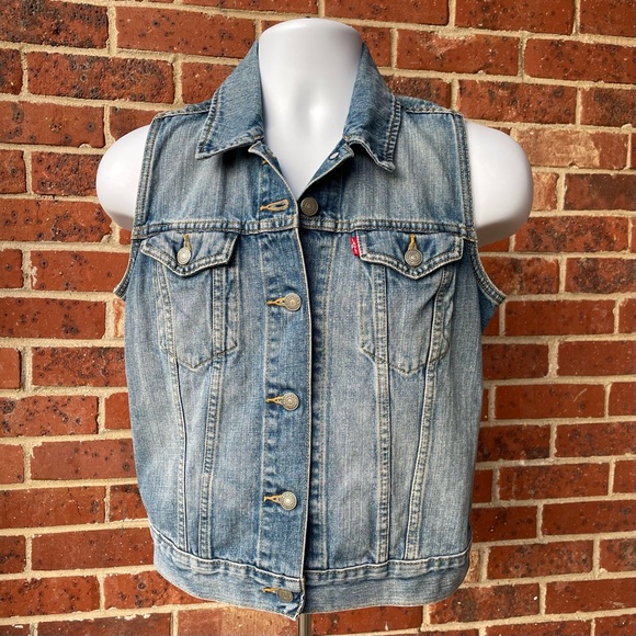 Levi Strauss Levi’s Blue Jean Denim Vest Medium Classic Rock Cotton - Picture 4 of 13